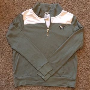 PINK Green Tropical Quarter Zip